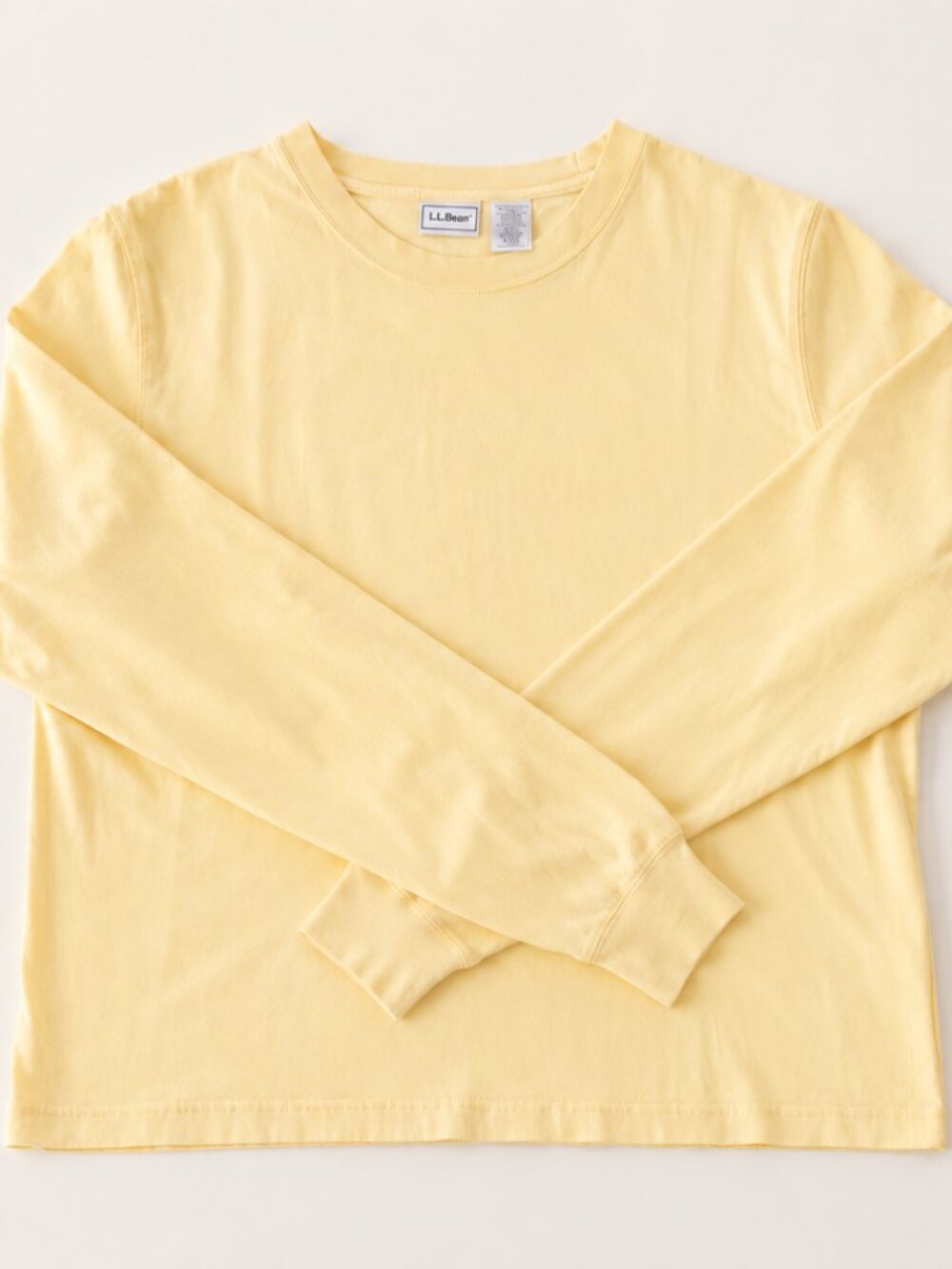 L.L.Bean Butter Yellow 100% Cotton Long Sleeve Tee Shirt Women's Large